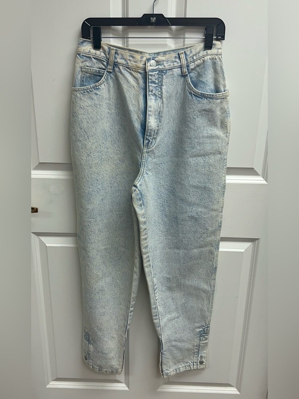 Gitano Light Wash High Waisted Tapered Button Ankle Mom Jeans Size 14 Vintage